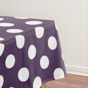 Mantel Pos de polka blanco sobre púrpura de ciruela