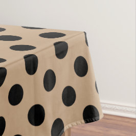 Mantel Pos de polka negro en beige