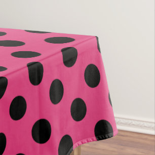 Mantel Pos de polka negro en fucsia