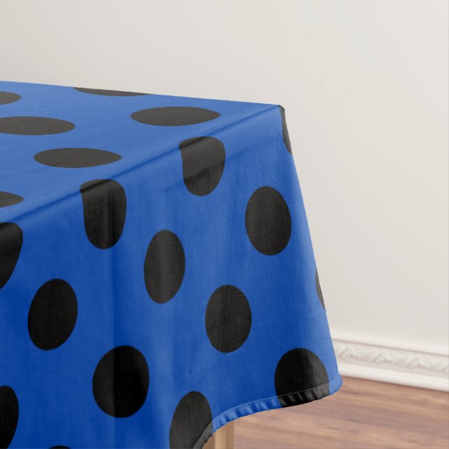 Mantel Pos de polka negro sobre azul real (In Situ)
