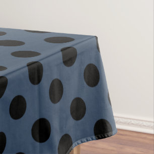 Mantel Pos de polka negro sobre gris-azul