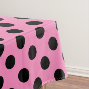 Mantel Pos de polka negro sobre rosa