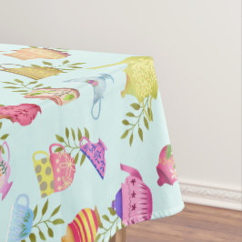 Mantel Potes de té y tazas azules