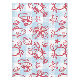 Mantel Preppy Coastal Seafood Gingham Kitchen Decor