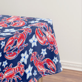Mantel Preppy Red Lobster Floral / Costero Náutico Azul M