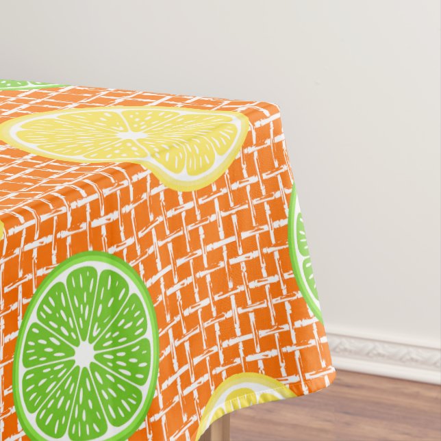 Mantel Preppy Summer Citrus Limón Lima en Bambú Naranja (In Situ)