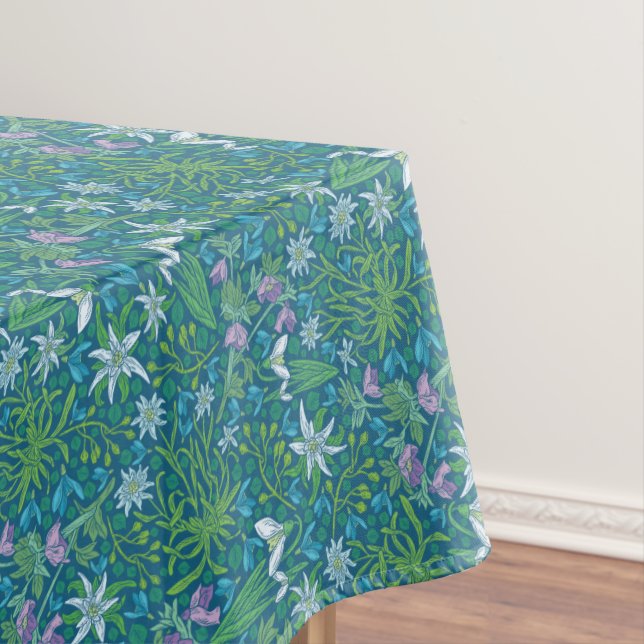 Mantel Primavera Jardín Día de la Madre Azul Púrpura Blan (In Situ)