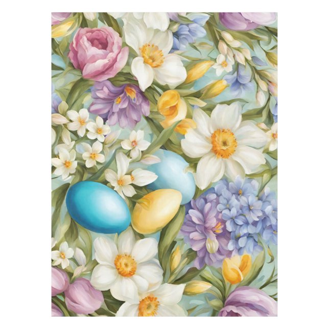 Mantel Primavera. Narciso, jacintos, tulipanes, huevos de (Anverso)