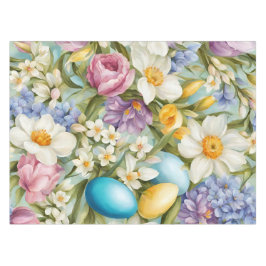 Mantel Primavera. Narciso, jacintos, tulipanes, huevos de