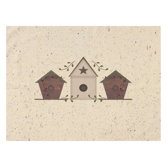 Mantel Primitive Birdhouses Tablecloth (Frente (Horizontal))