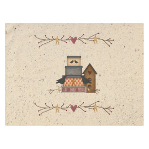 Mantel Primitive Faith Family Friends 52 X 70 Tablecloth