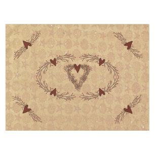 Mantel Primitive Pip Berry Heart Wreath Tablecloth