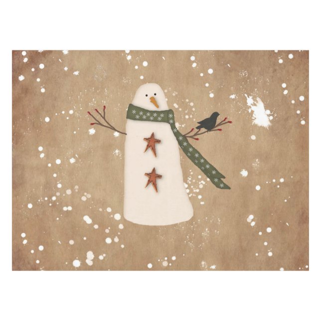 Mantel Primitive Snowman Tablecloth (Frente (Horizontal))