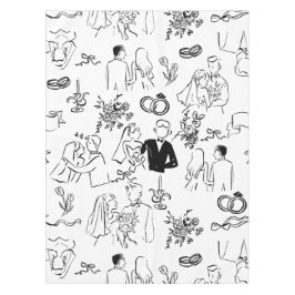 Mantel propuesta de matrimonio de boda dibujada a mano