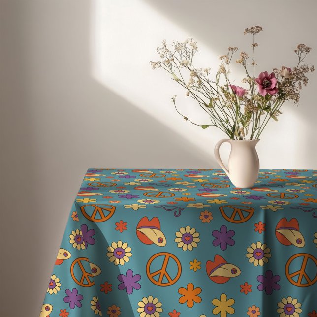 Mantel Psicotrópico Retró Estilo Pastel (Psychedelic Tablecloth Retro Pastel Mood Piece)