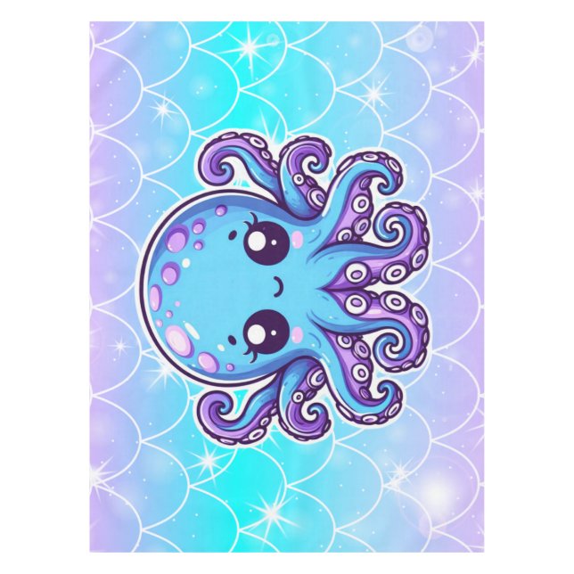 Mantel Pulpo azul lindo (Anverso)