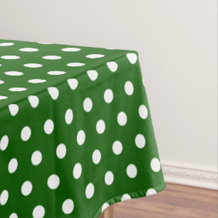 Mantel Punto de polka con motivos de baldosa blanca verde