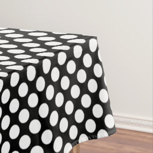 Mantel Punto de polka con motivos de baldosas blancas neg