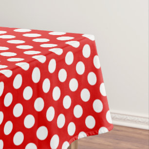 Mantel punto de polka con tejas blancas rojas