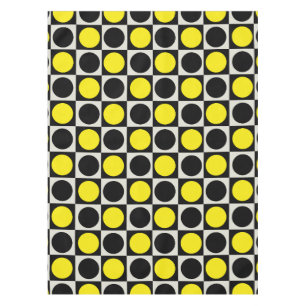 Mantel Punto de Polka Geométrica Amarillo Negro Círculo C
