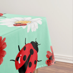 Mantel Punto de polka rojo lindo Ladybug flor verano Girl
