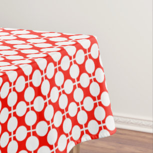Mantel punto de polka rojo y blanco y patrón de comprobac