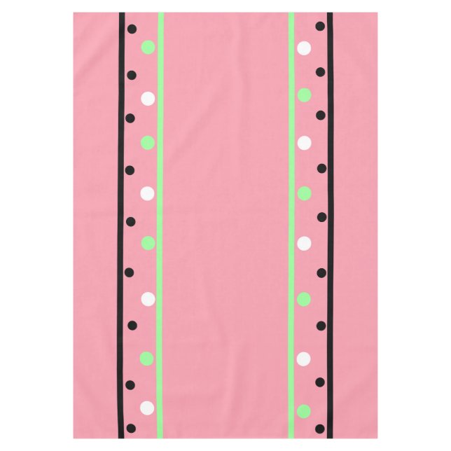 Mantel Puntos blancos verdes de lunares rosa (Anverso)