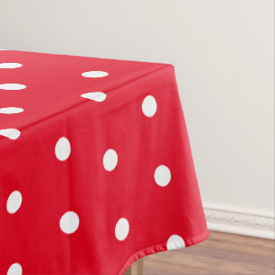 Mantel Puntos clásicos de polka retro rojo y blanco