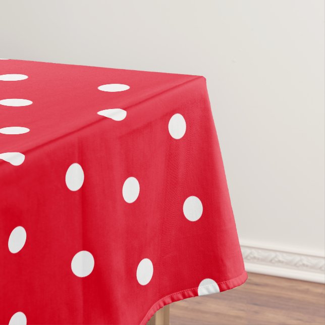 Mantel Puntos clásicos de polka retro rojo y blanco (In Situ)