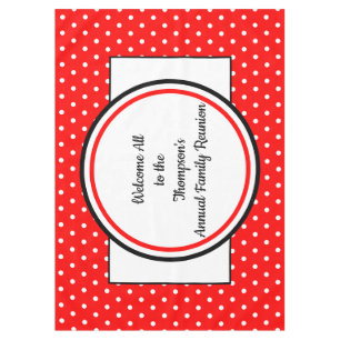 Mantel Puntos de Polka Blanco Rojo Reunión Familiar