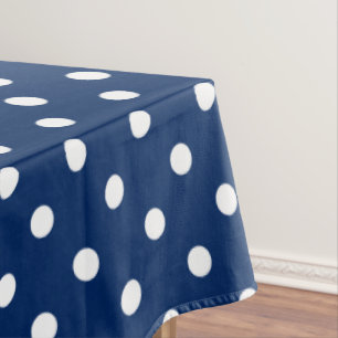 Mantel Puntos de polka blanco sobre azul marino