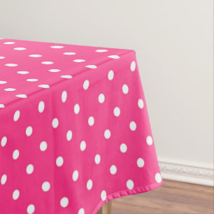 Mantel Puntos de Polka Blanco sobre el color de Fuchsia