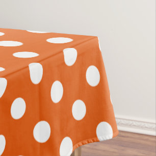Mantel Puntos de polka blanco sobre mandarina salvaje