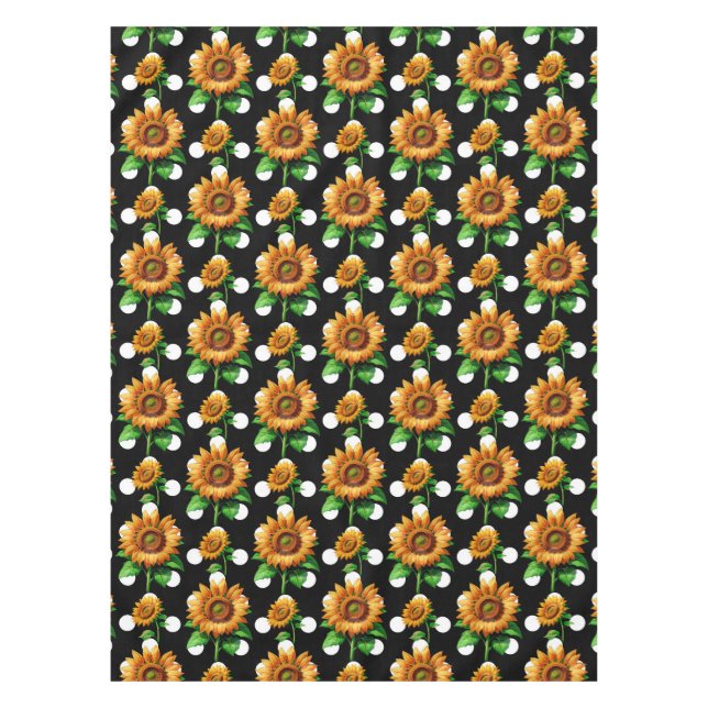 Mantel Puntos de Polka Floral de Girasol (Anverso)