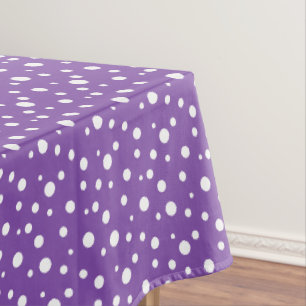Mantel Puntos de polka morado y blanco