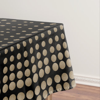 Mantel puntos de polka purpurina de oro negro geométrico 