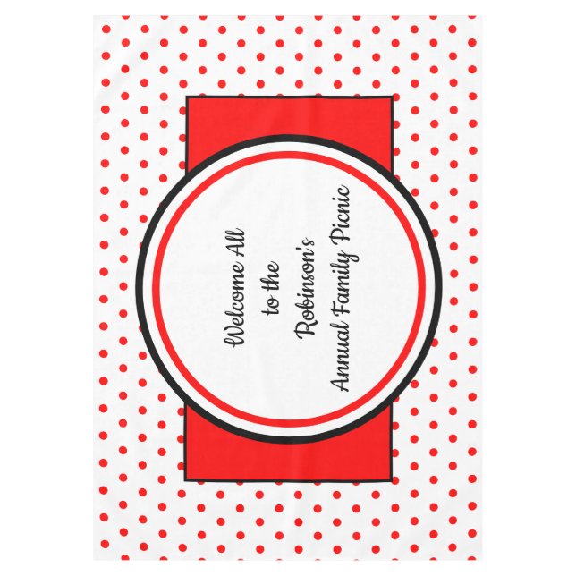 Mantel Puntos de Polka Rojo Blanco Picnic Familiar (Anverso)