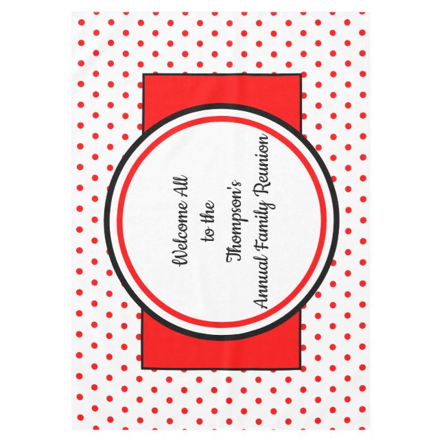 Mantel Puntos de Polka Rojo Blanco Reunión Familiar (Anverso)