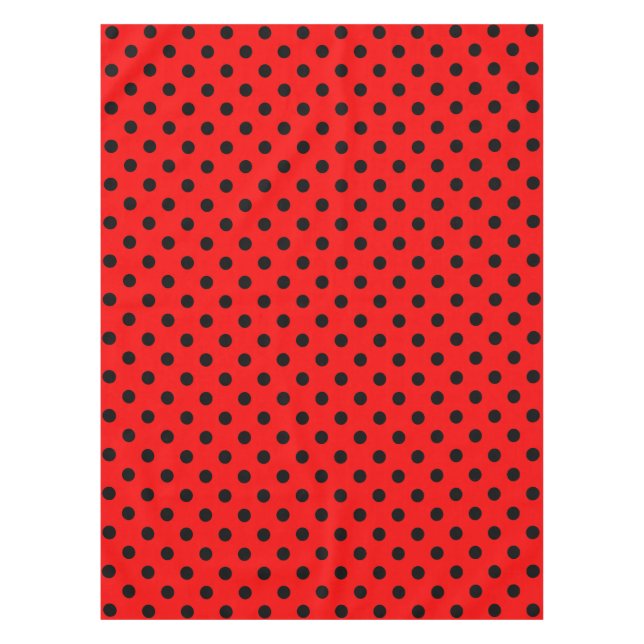 Mantel Puntos de Polka Rojo y Negro (Anverso)