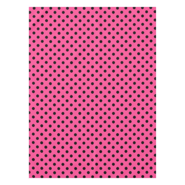 Mantel Puntos de polka rosados y negros (Anverso)