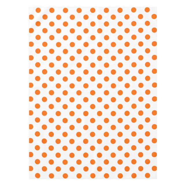 Mantel Puntos Polka Naranja de fondo blanco (Anverso)