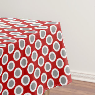 Mantel Puntos retro en círculo, rojo profundo y gris