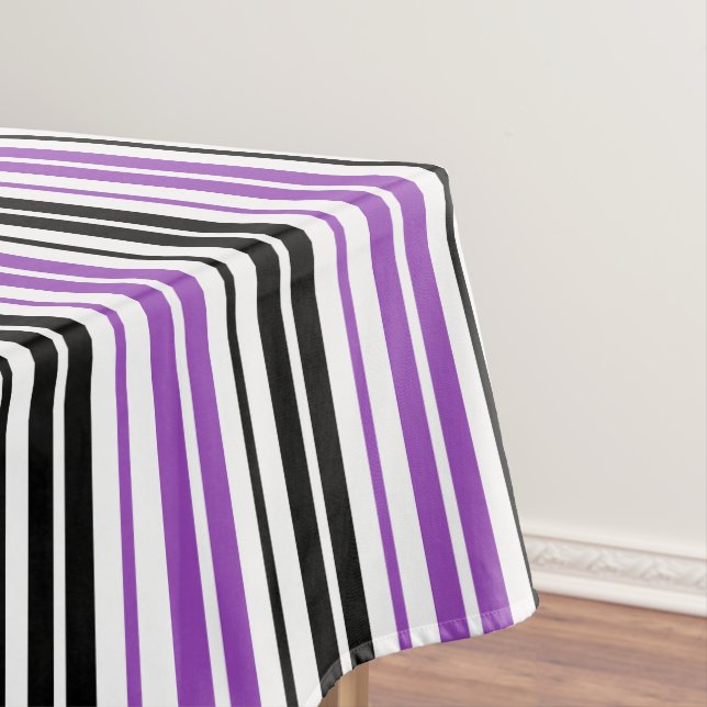 Mantel Purple Black White Stripes Pattern Design  (In Situ)