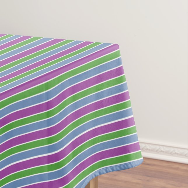 Mantel Purple Green Blue Stripes (In Situ)