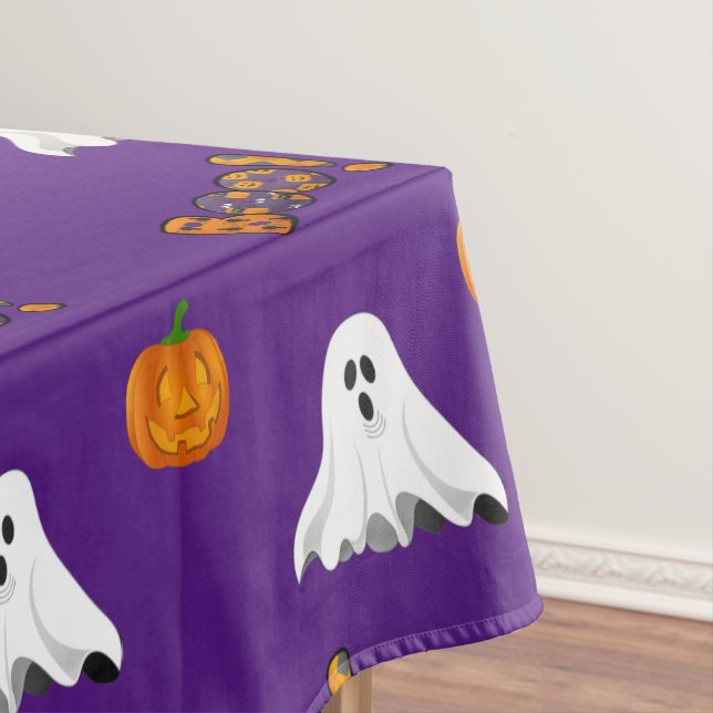 Mantel Púrpura Halloween Fantasma Patrón de festividad (In Situ)