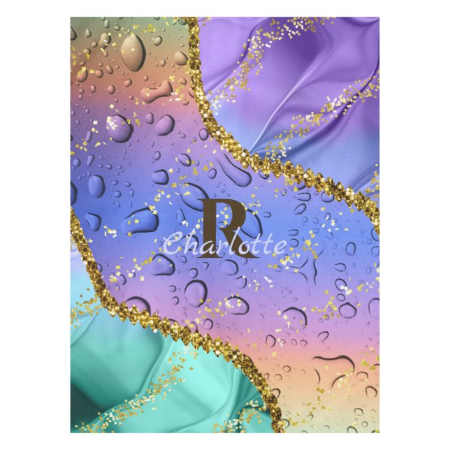 Mantel Púrpura Purpurinoso, azul acuático y ómbre verde e (Anverso)