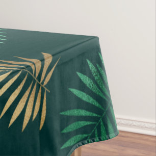 Mantel Purpurina verde y dorado en hojas tropicales