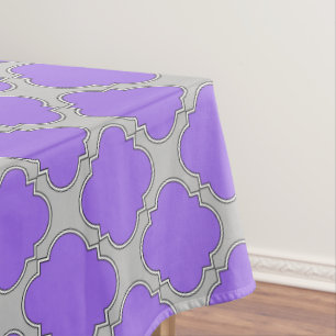 Mantel Quatrefoil púrpura y gris