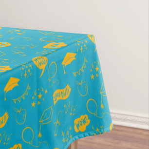 Mantel Quirky Doodle Blue Yellow Graduation Party