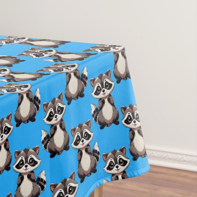 Mantel Raccoon Pattern Design Blue  (In Situ)